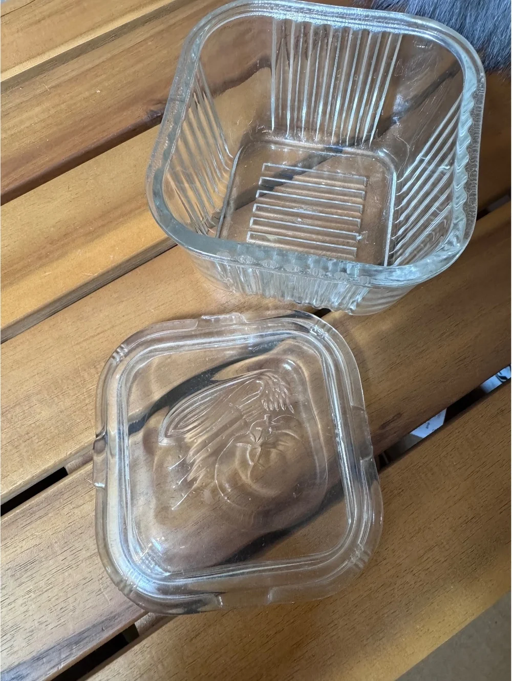 Vintage Federal Glass Refrigerator Dish Replacement Lid 8 oz Small Square Tomato